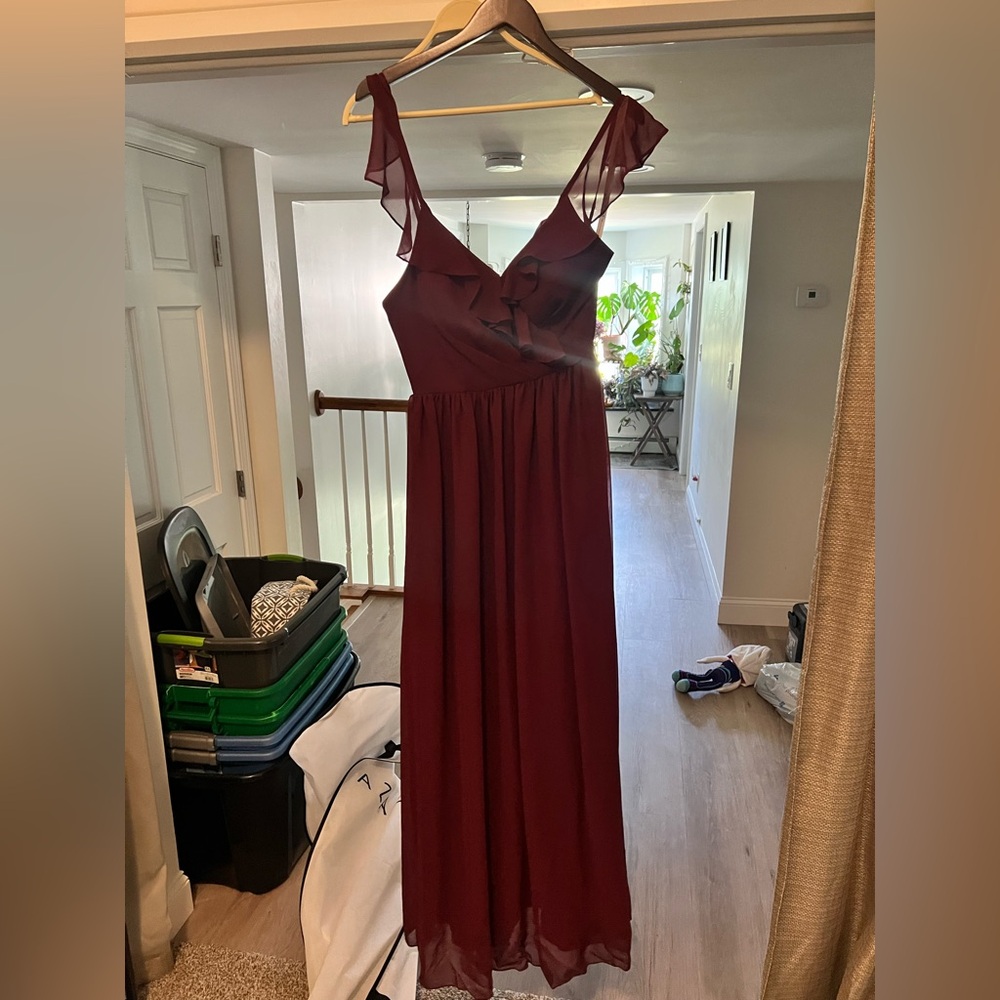 Azazie Burgundy Maxi Dress